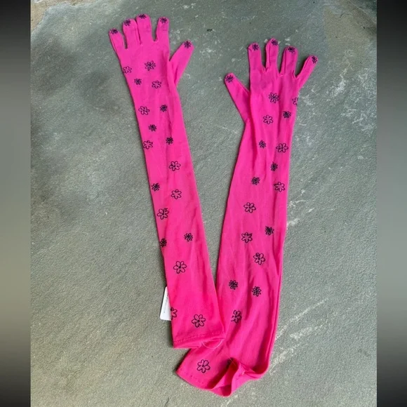 New🌟UO-Pink Floral Women's Opera Embroidery Gloves- - Picture 1 of 2